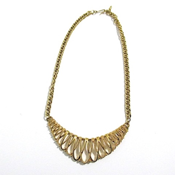 VTG Avon Gold Ribbed Bib Necklace - Picture 5 of 8